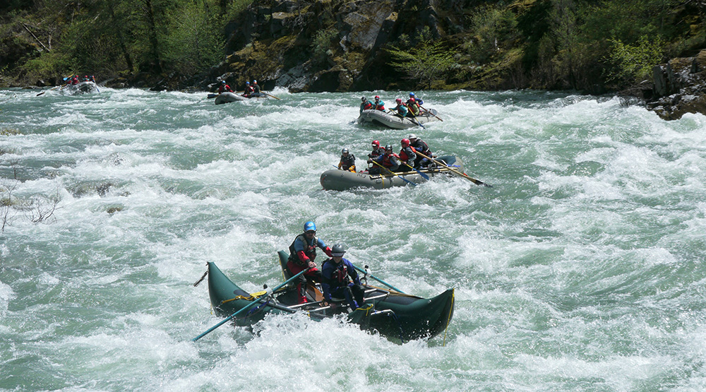 Team rafting on the Tuolumne River