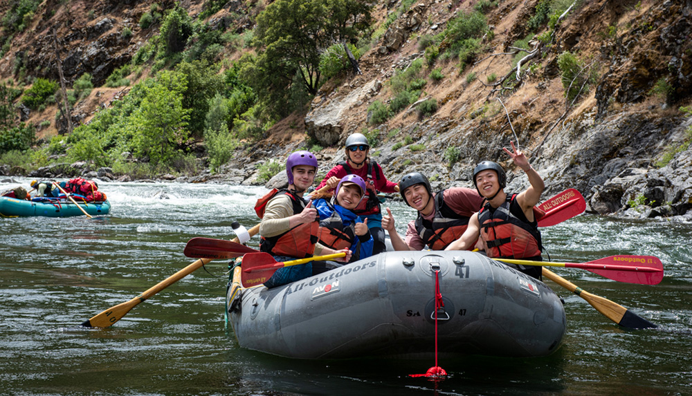 Friends rafting the Tuolumne River