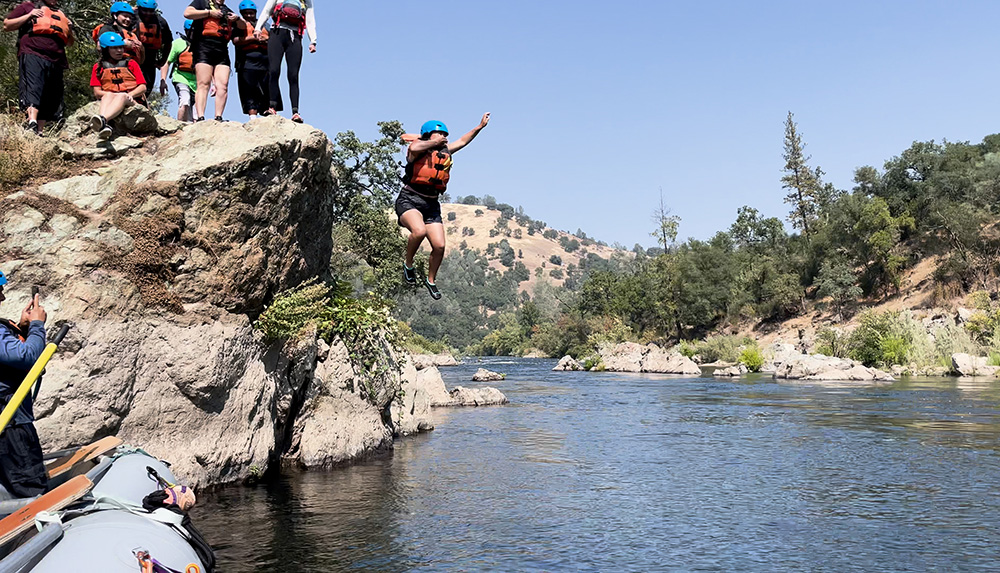 Fun on the river: cliff jumping and river games